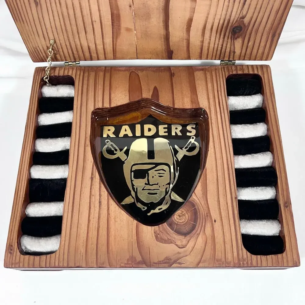 Las Vegas Raiders Glossy Wood Storage Box Rolling Tray Custom Made